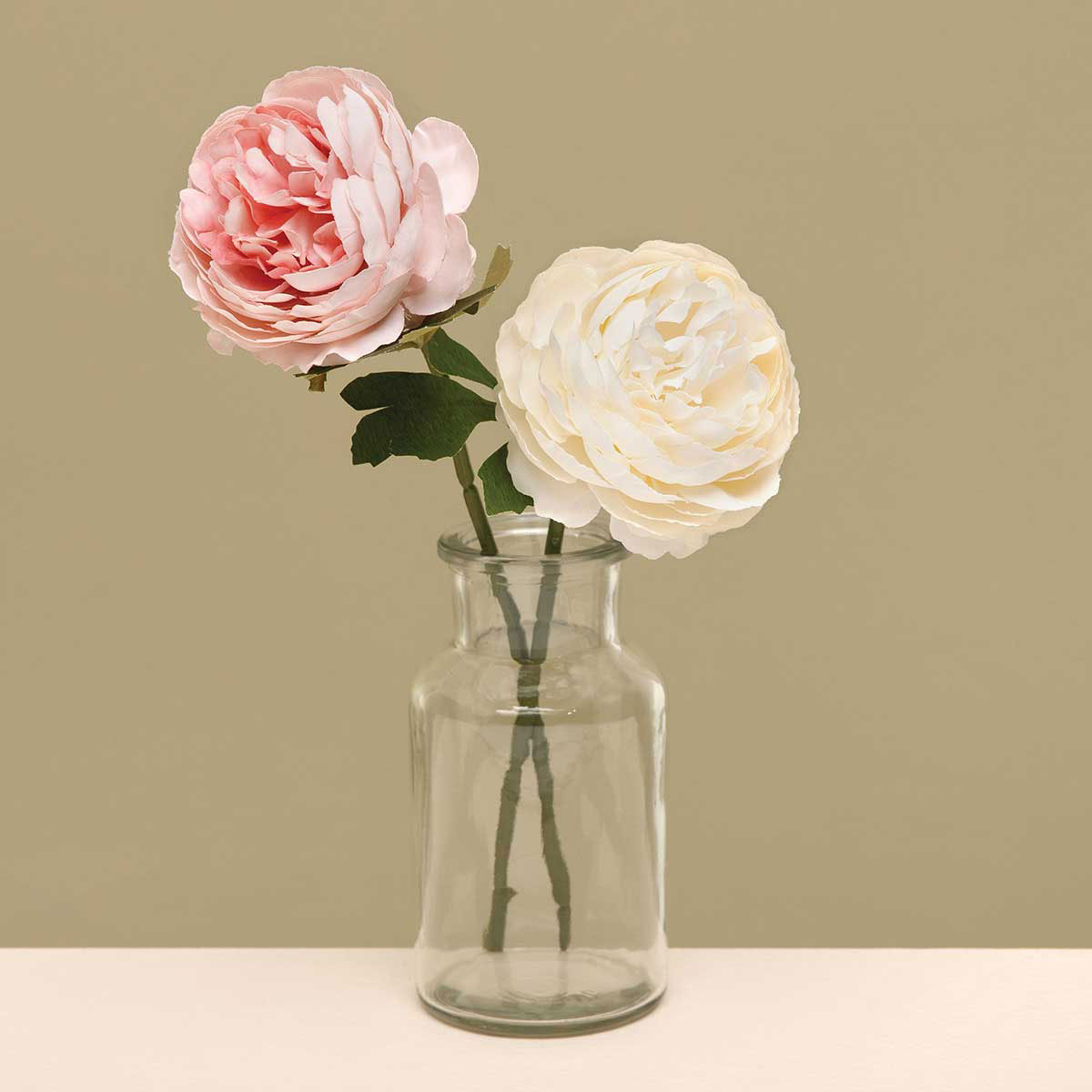 STEM FRENCH PEONY WHITE 3IN X 11IN POLYESTER - Click Image to Close